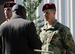 Father Luke Willenberg, CH (CPT), USA, broke the record for fastest 12-mile foot march at the U.S. Army’s elite DeGlopper Air Assault School in North Carolina, Feb. 19, 2016.