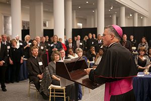 Archbishop Timothy P. Broglio extends gratitude to benefactors of the Archdiocese for the Military Services, USA, at its Seventh Annual Benefit, Thursday, Nov. 12, 2015, at the St. John Paul II National Shrine in Washington, D.C.