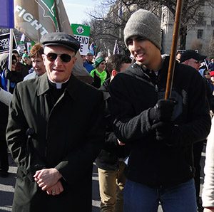 Archbishop Timothy P. Broglio (left) and CDT CPT David Chacko, USMA, a cadet at the U.S. Military Academy at West Point, N.Y., in the March for Life on Jan. 22, 2015, in Washington, D.C.