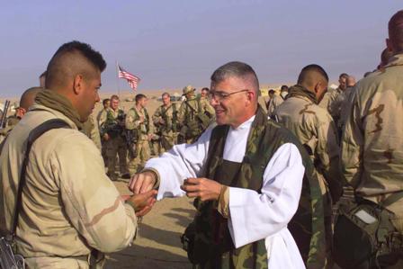 Father William Devine on deployment in the Middle East.