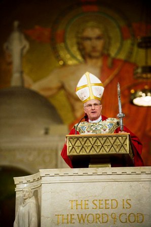 Archbishop Timothy P. Broglio delivering homily at Memorial Mass, Sunday, May 19, 2013 at the Basilica of the National Shrine of the Immaculate Conception.