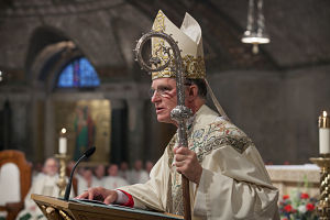 Archbishop Timothy P. Broglio delivers homily at Memorial Mass for Father Vincent R. Capodanno, M.M., Servant of God, at the Basilica of the National Shrine of the Immaculate Conception in Washington, D.C., on Sept. 3, 2015. Photo courtesy John Whitman.