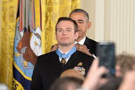 President Obama awards the Medal of Honor to Catholic SEAL Senior Chief Edward C. Byers, Jr., at the White House on Feb. 29, 2016. White House Photo.