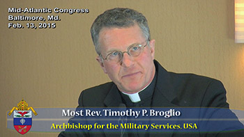 Archbishop Timothy Broglio talks to catechists serving the Catholic U.S. Military population on Friday, Feb. 13, in Baltimore, Md.