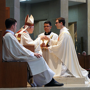 Archbishop Leonard P. Blair ordains Father Philip O'Neill on May 21, 2016, in Hartford, Conn. Photo courtesy of Maria Zone | Archdiocese of Hartford.