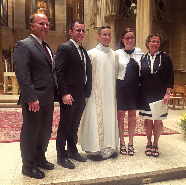  Rev. Mr. Daniel Swartz with his father John, brother Matthew, sister Maria, and mother Donna, Columbus, Ohio, May 1, 2015.